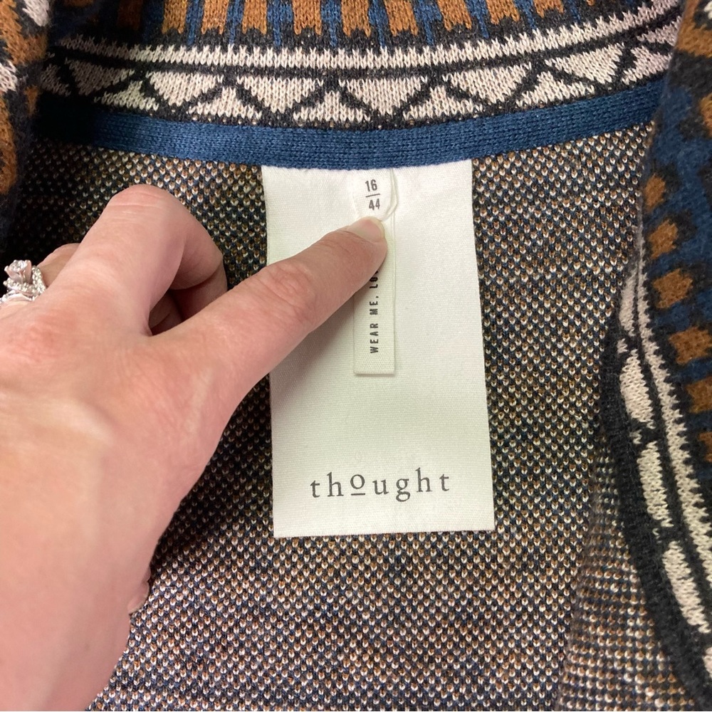 Thought London Organic Cotton / Wool Tribal Cardi Coat Size 16 - Picture 6 of 13